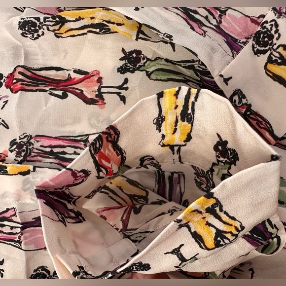 Alice + Olivia Button Down Print Melrose Stace Willa Silk Shirt Size L - Picture 5 of 11